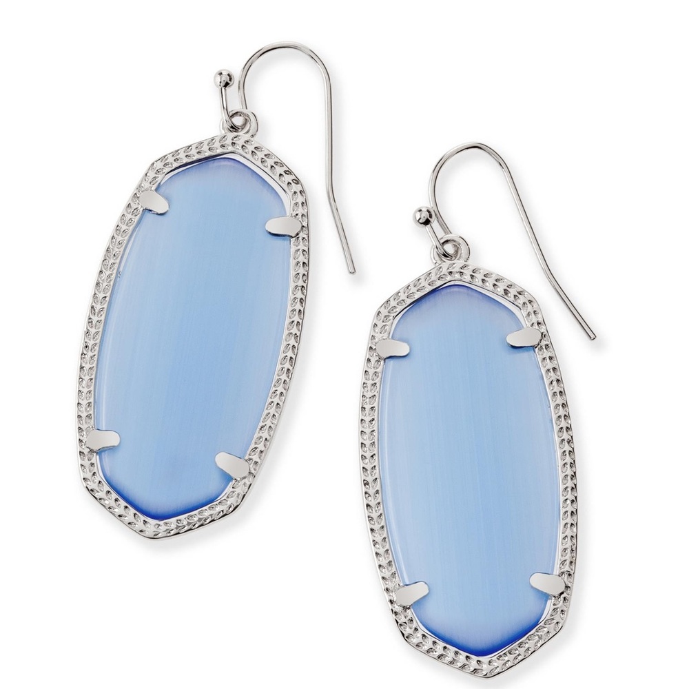 NWT Rare & Retired Kendra Scott Danielle Earrings Periwinkle Cats Eye & Silver! - Picture 7 of 10